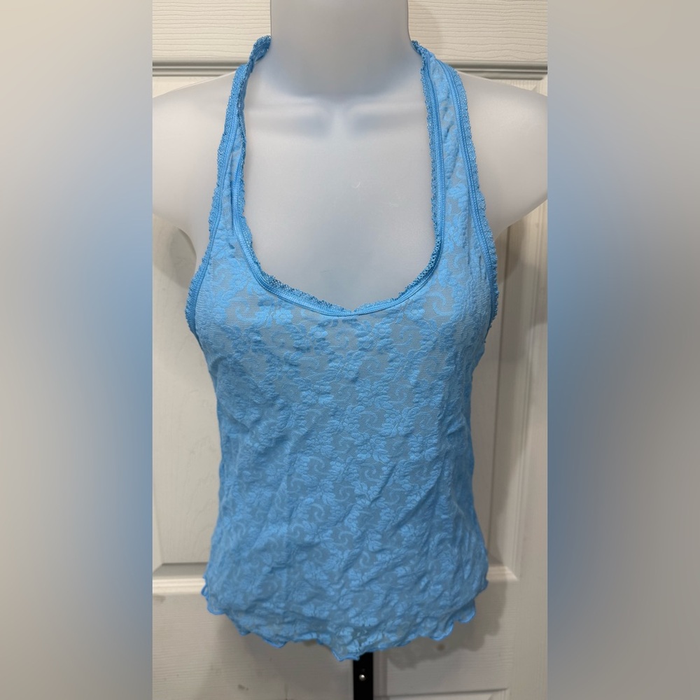 Victoria's Secret Blue Stretch Lace Top